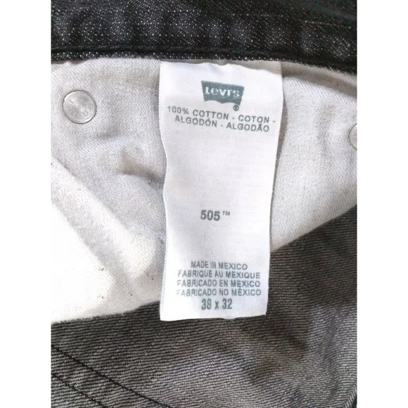 Levis 505  Black/Gray Denim Jeans Red Tab Sz 38x32 - Picture 6 of 6